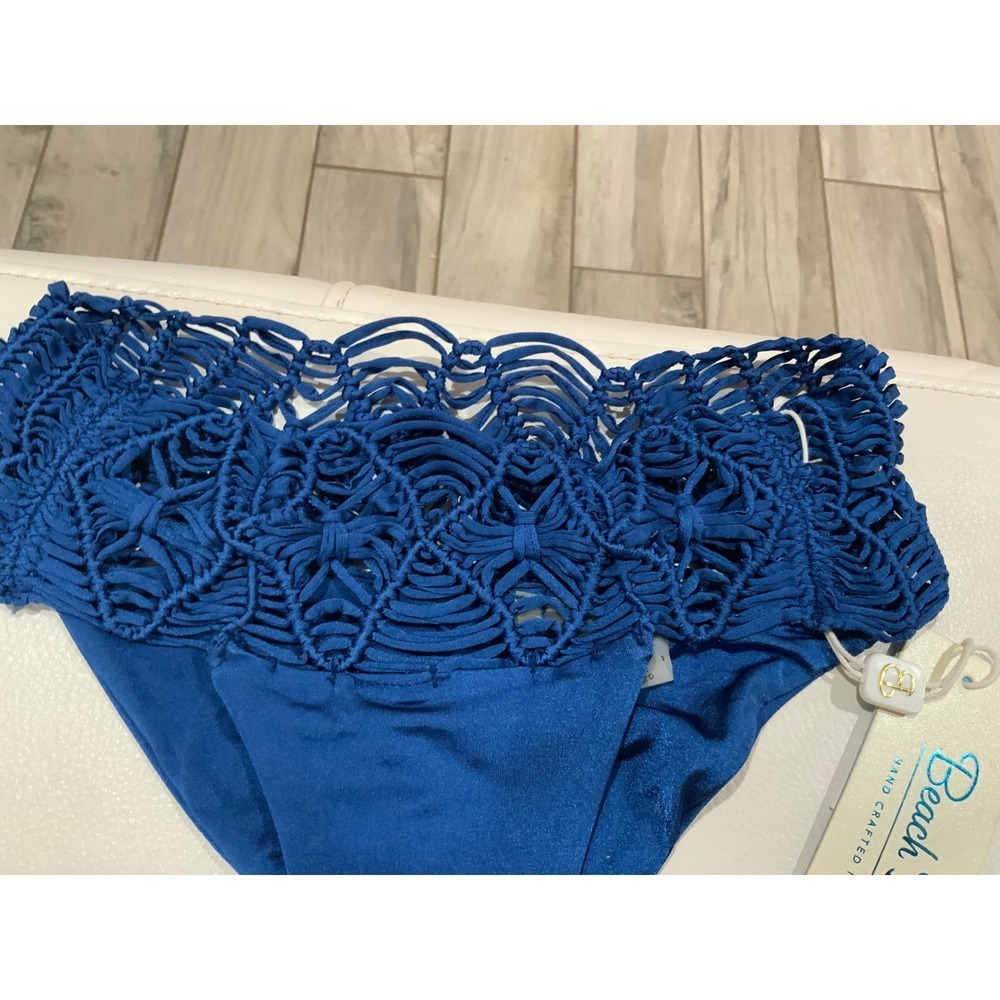 Beach Bunny Dakota Skimpy Macrame Bikini Bottom Symi Blue B18102B1 XS New - Picture 3 of 10